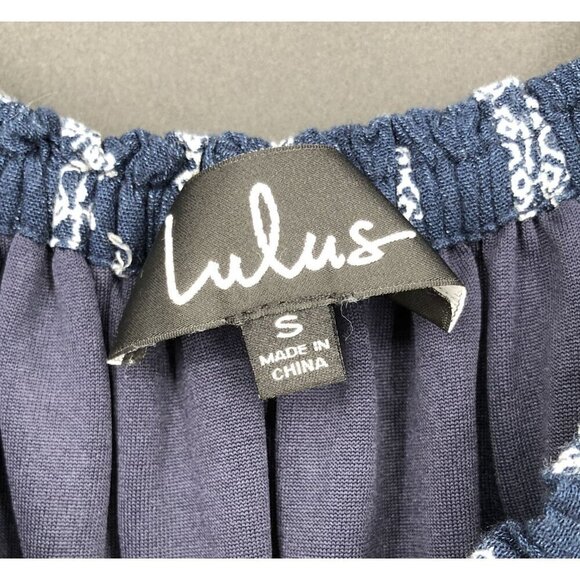 Lulu's Women's Off Shoulder Romper S Navy White Party Festival Summer Ruffle - Picture 3 of 8